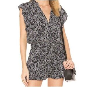 Rails‎ women's ellie Petals Black White Ditzy Floral Tie Waist Romper Size M
